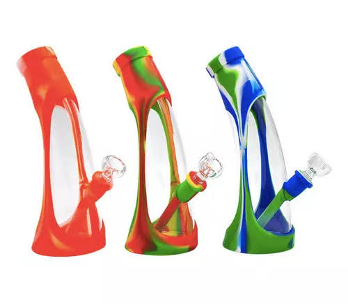 Bong Botella Curva Vidrio Silicon
