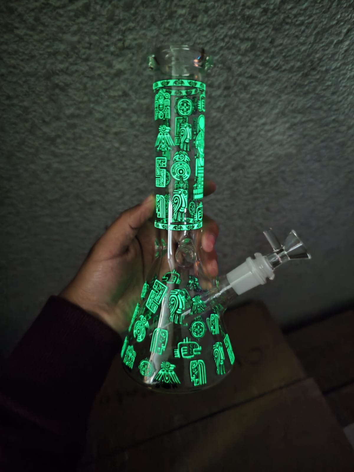 Bong Transparente 25 CM Con Figuras fluorescentes
