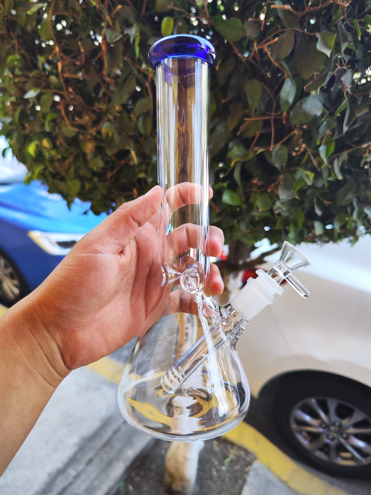 Bong Matraz Transparente Boquilla Color 25cm