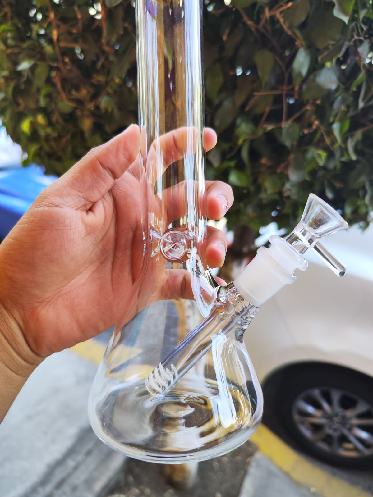 Bong Matraz Transparente Boquilla Color 25cm