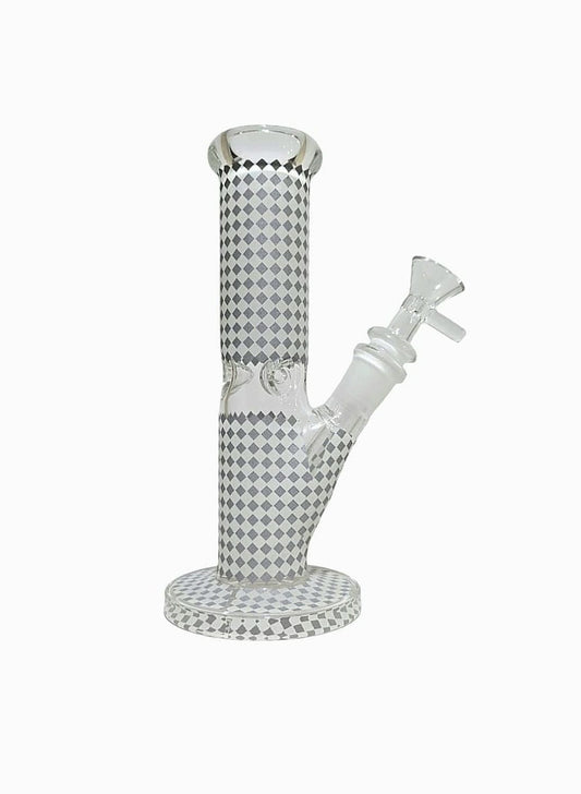 Bong 20cm Blanco con Negro Rombos