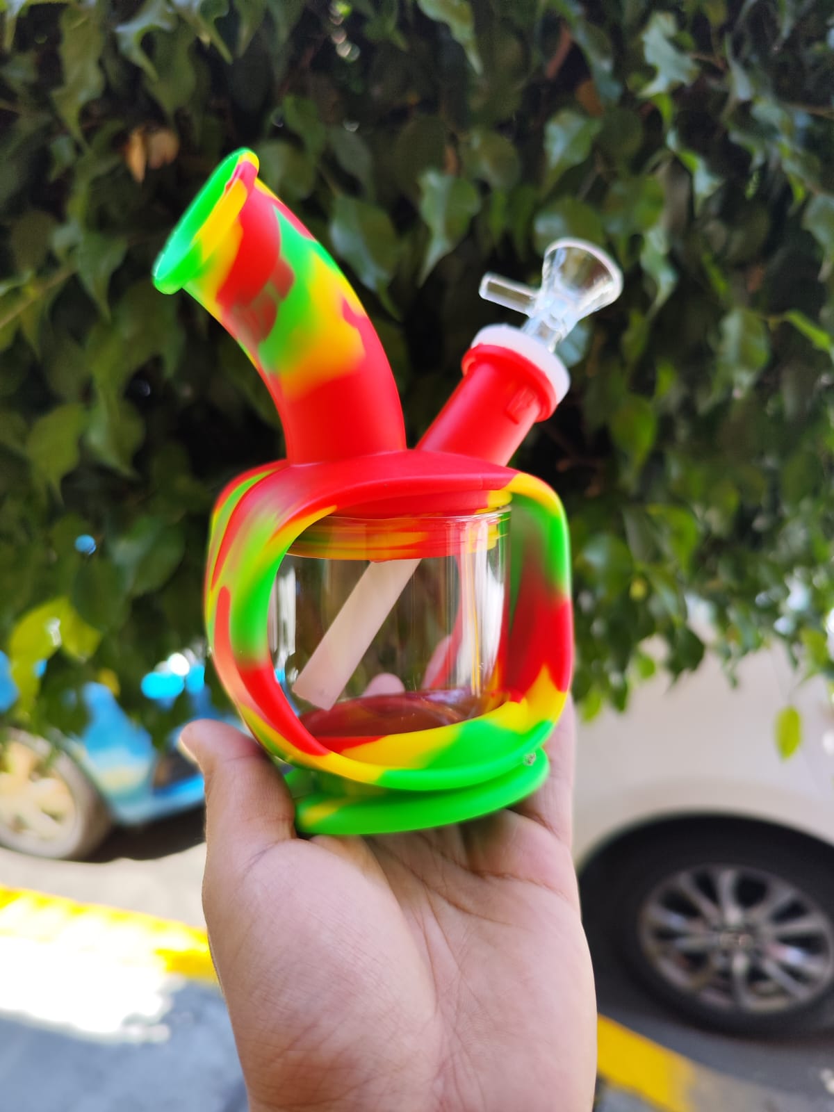 Bong Silicon con Vidrio forma manzana