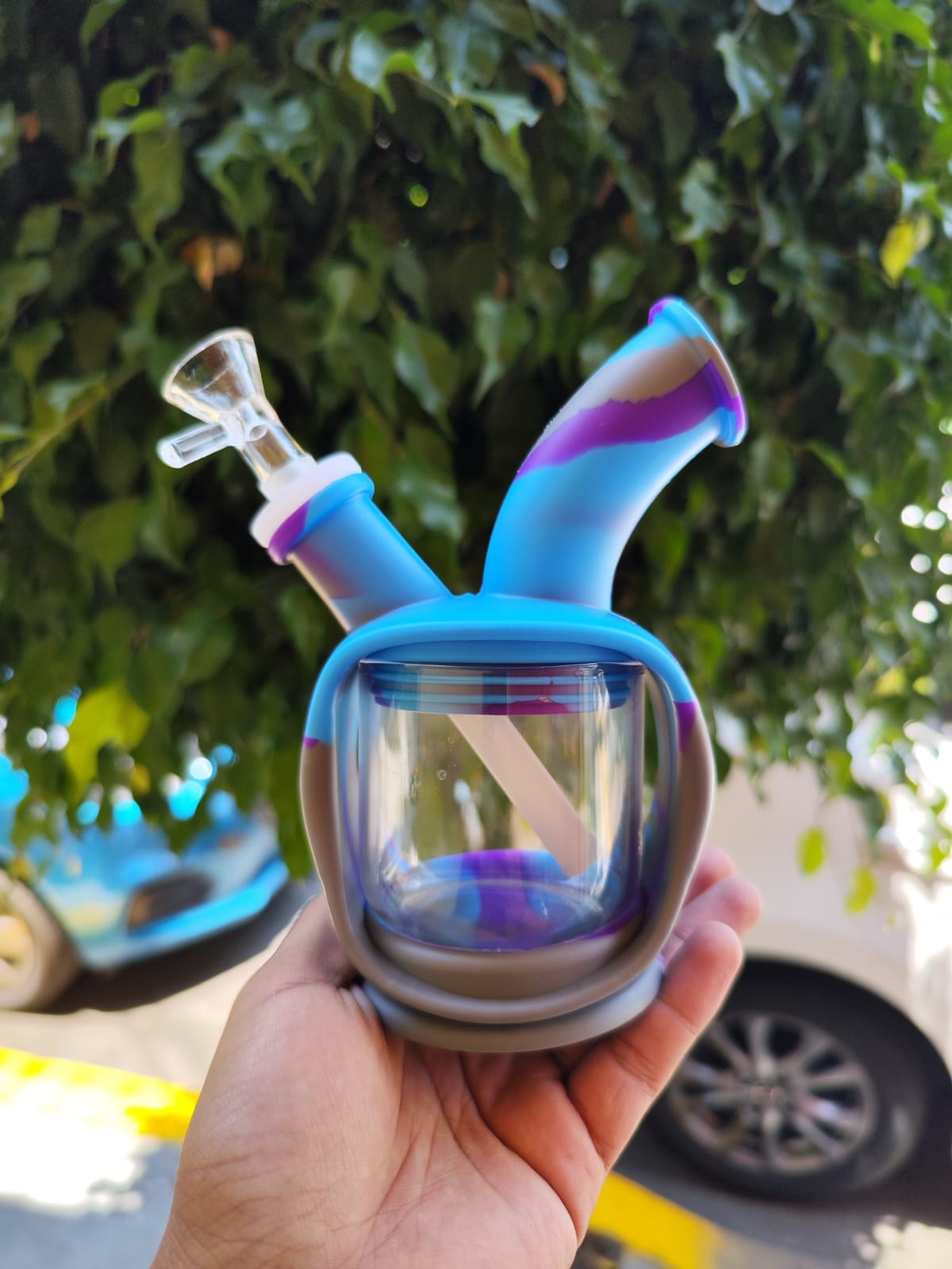 Bong Silicon con Vidrio forma manzana