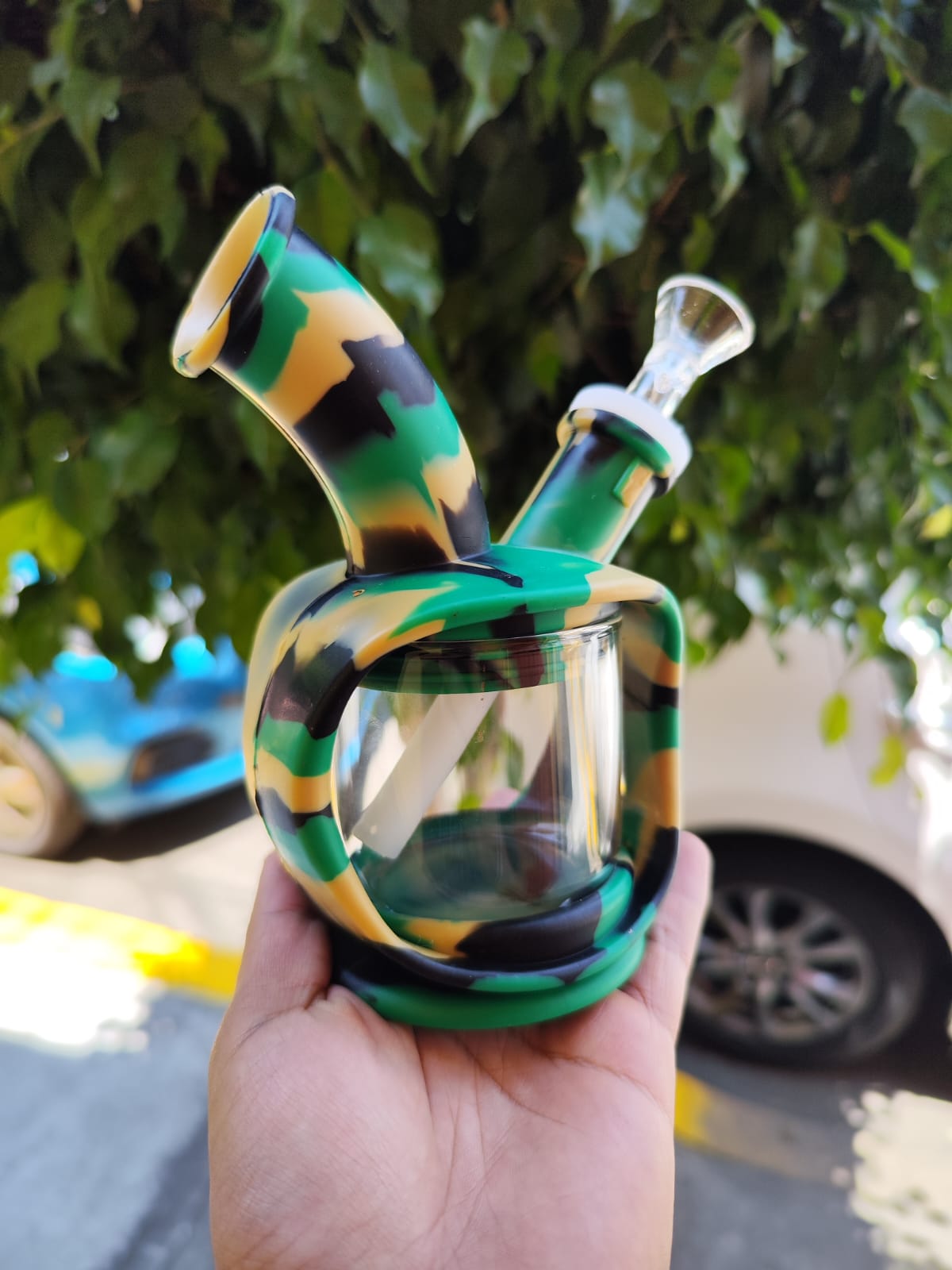 Bong Silicon con Vidrio forma manzana