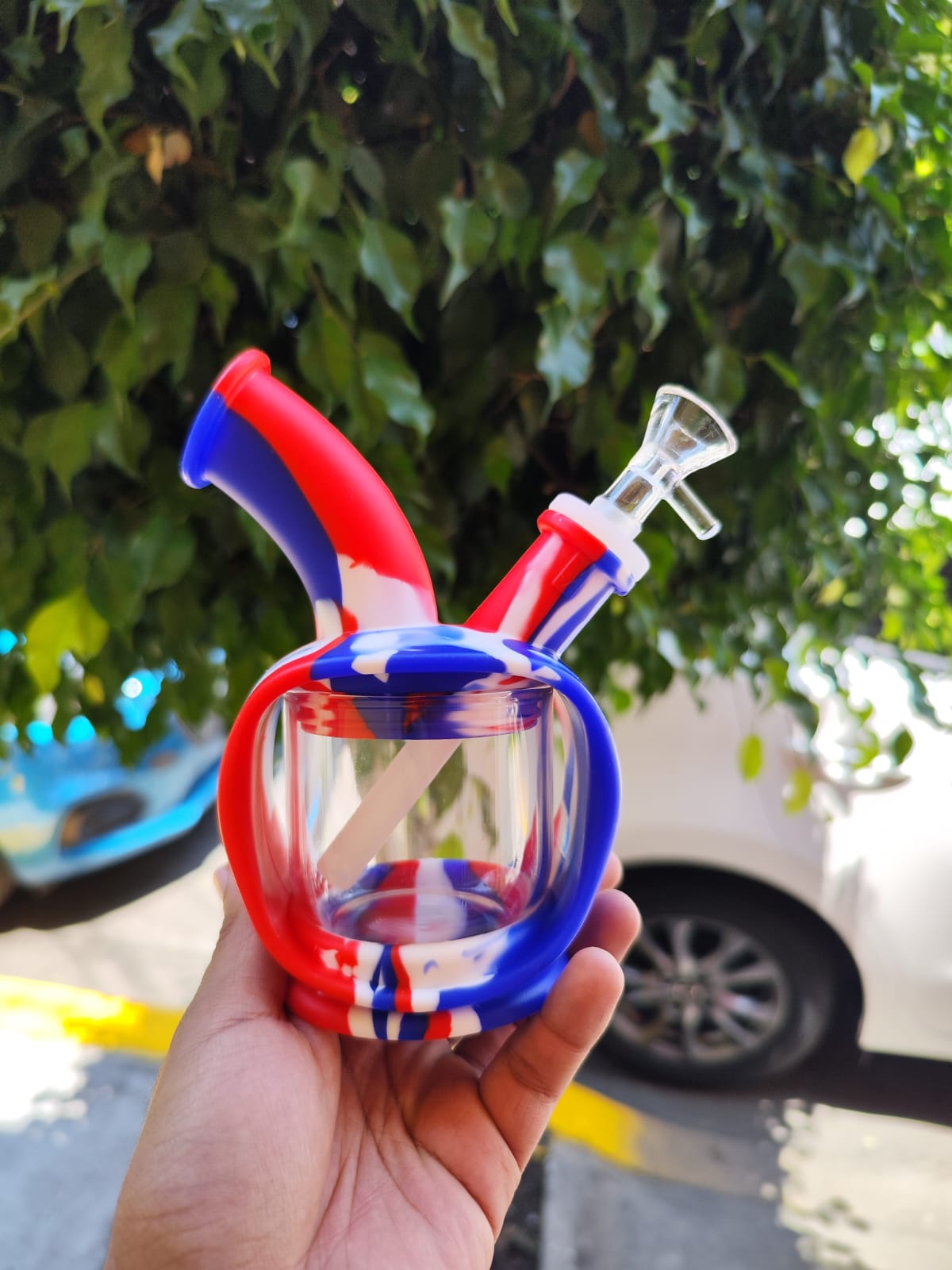 Bong Silicon con Vidrio forma manzana
