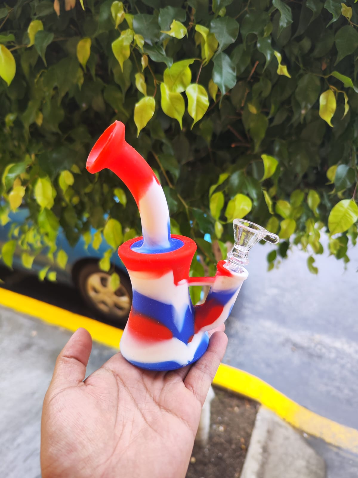 Bong Silicon 16cm con Bowl de Cristal