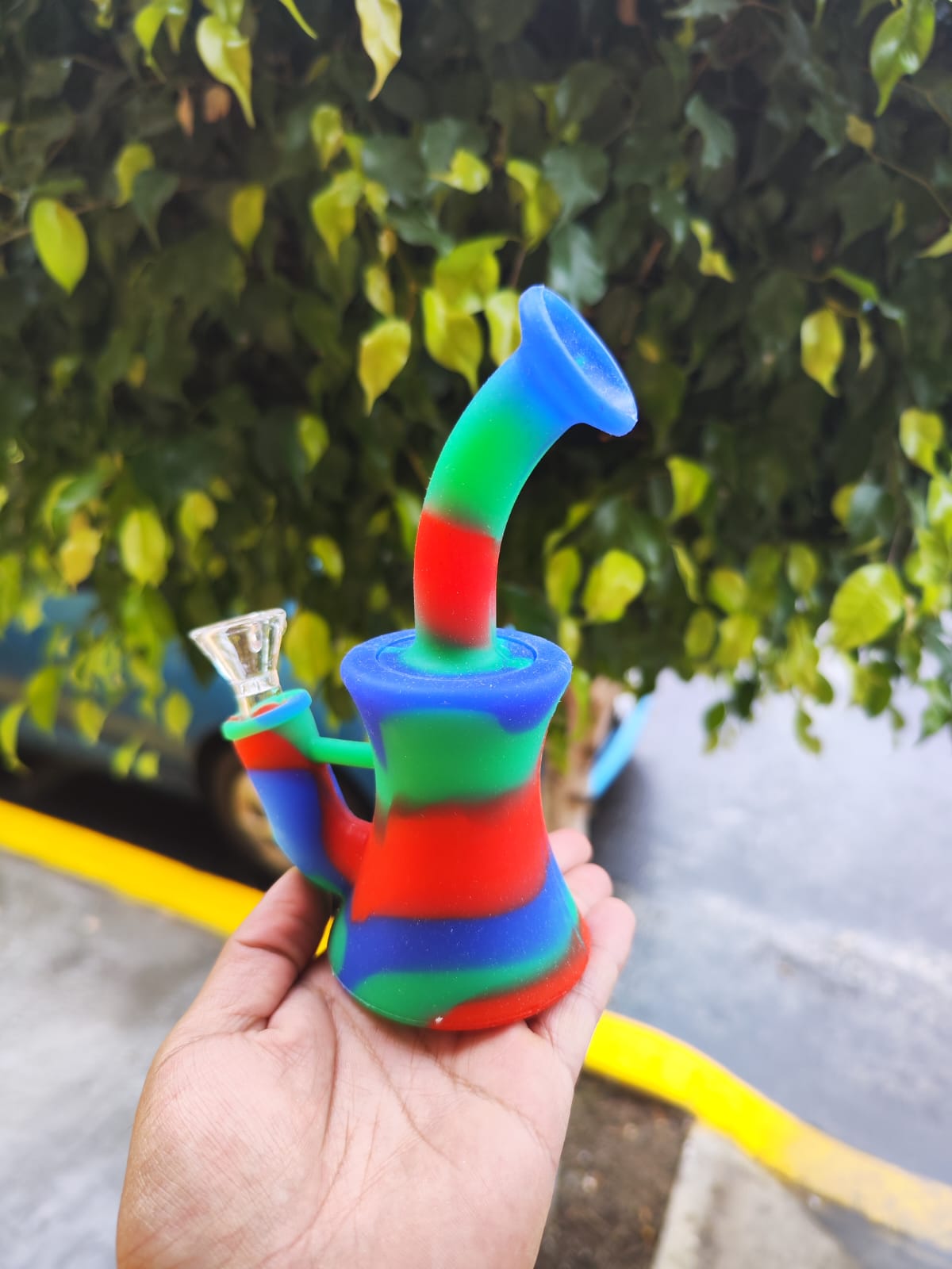 Bong Silicon 16cm con Bowl de Cristal