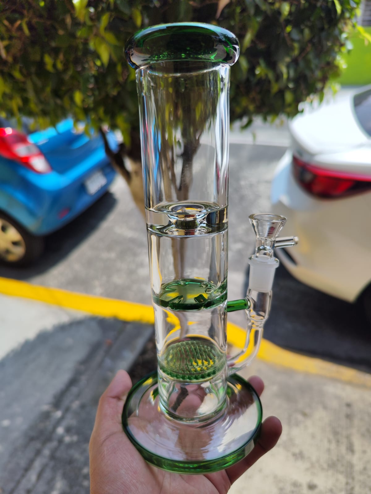 Bong Recto Grueso 25cm Doble filtro