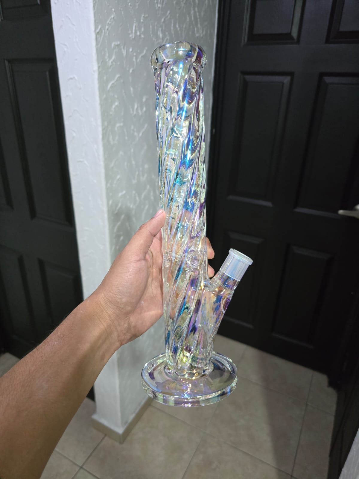 Bong Tubo Recto Tornasol Trenzado 35cm