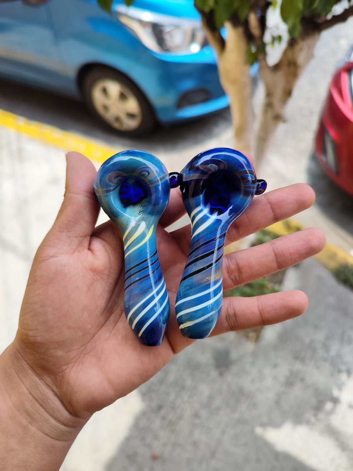 Pipa Cristal Gruesa Azul